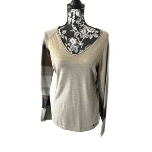 Smartwool Sweater Womens Merino Wool Long Sleeve Stripes brown medium